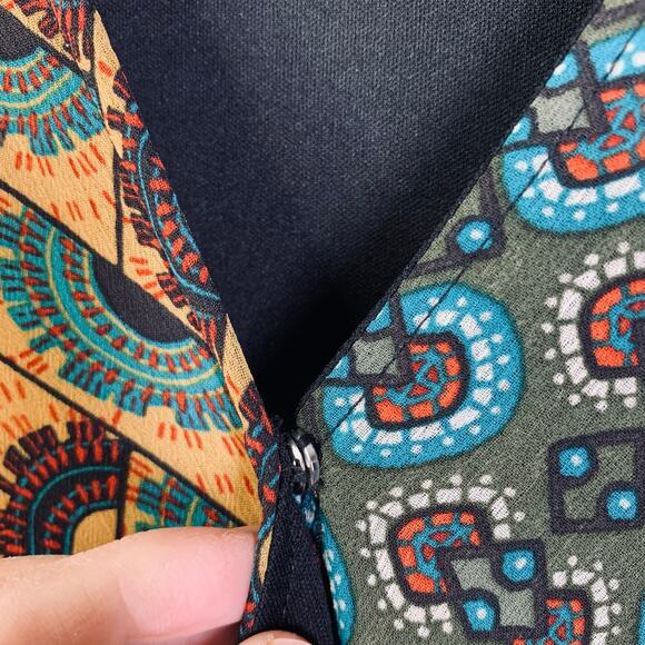 CATO Dress Maxi Faux Wrap Patchwork 3/4 Sleeve Lined Boho V-Neck Belted NWOT - Picture 10 of 13